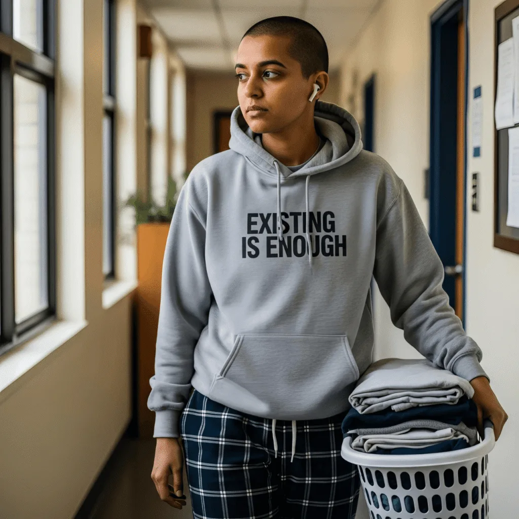 Existing Is Enough Hoodie 1 – Mental Health Affirmation Wear for Everyday Healing