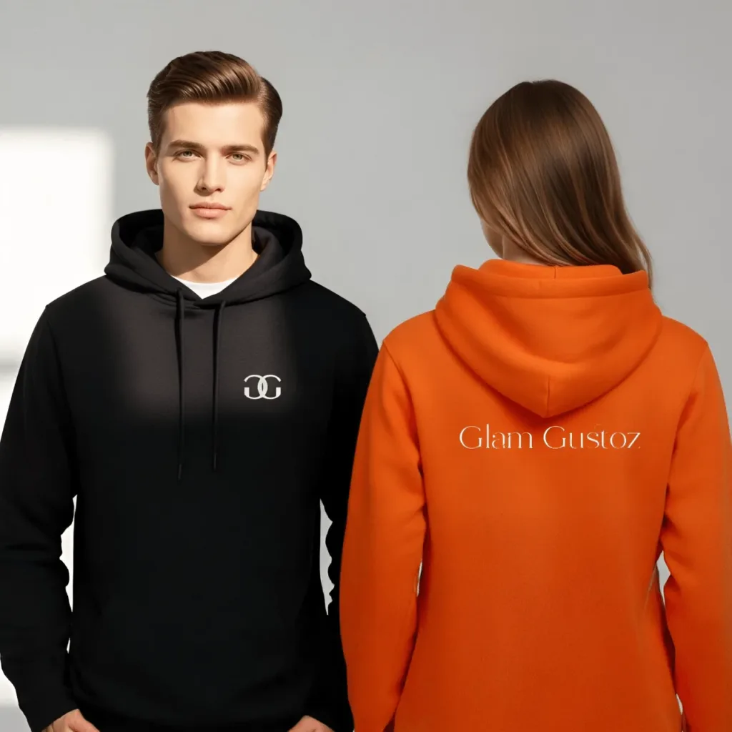 Glam Gustoz Signature Hoodie – White Edition 1 | Soft Aesthetic Self-Care Wear