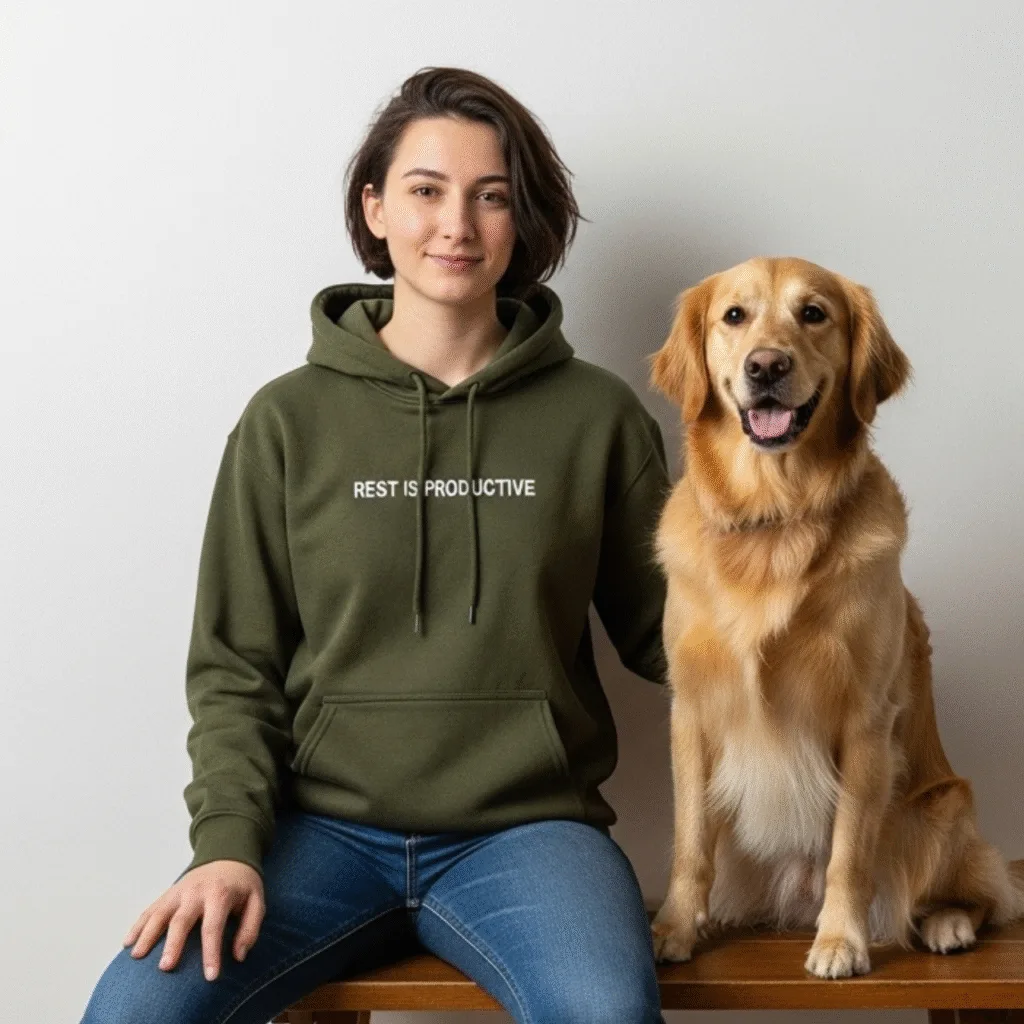 Rest Is Productive Hoodie 1 | Embroidered Self-Care Comfo