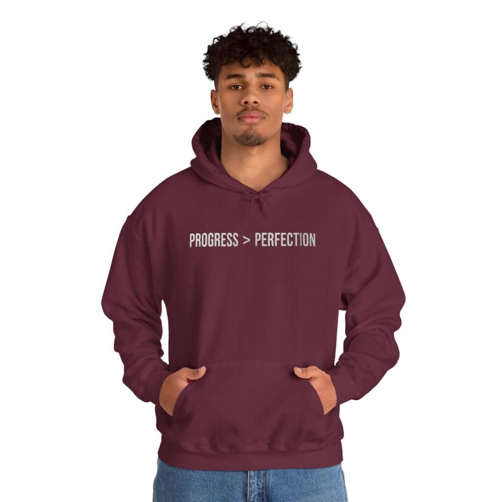 Progress Over Perfection Hoodie 1 – Self-Care Motivation for Creators & Healers - Image 12